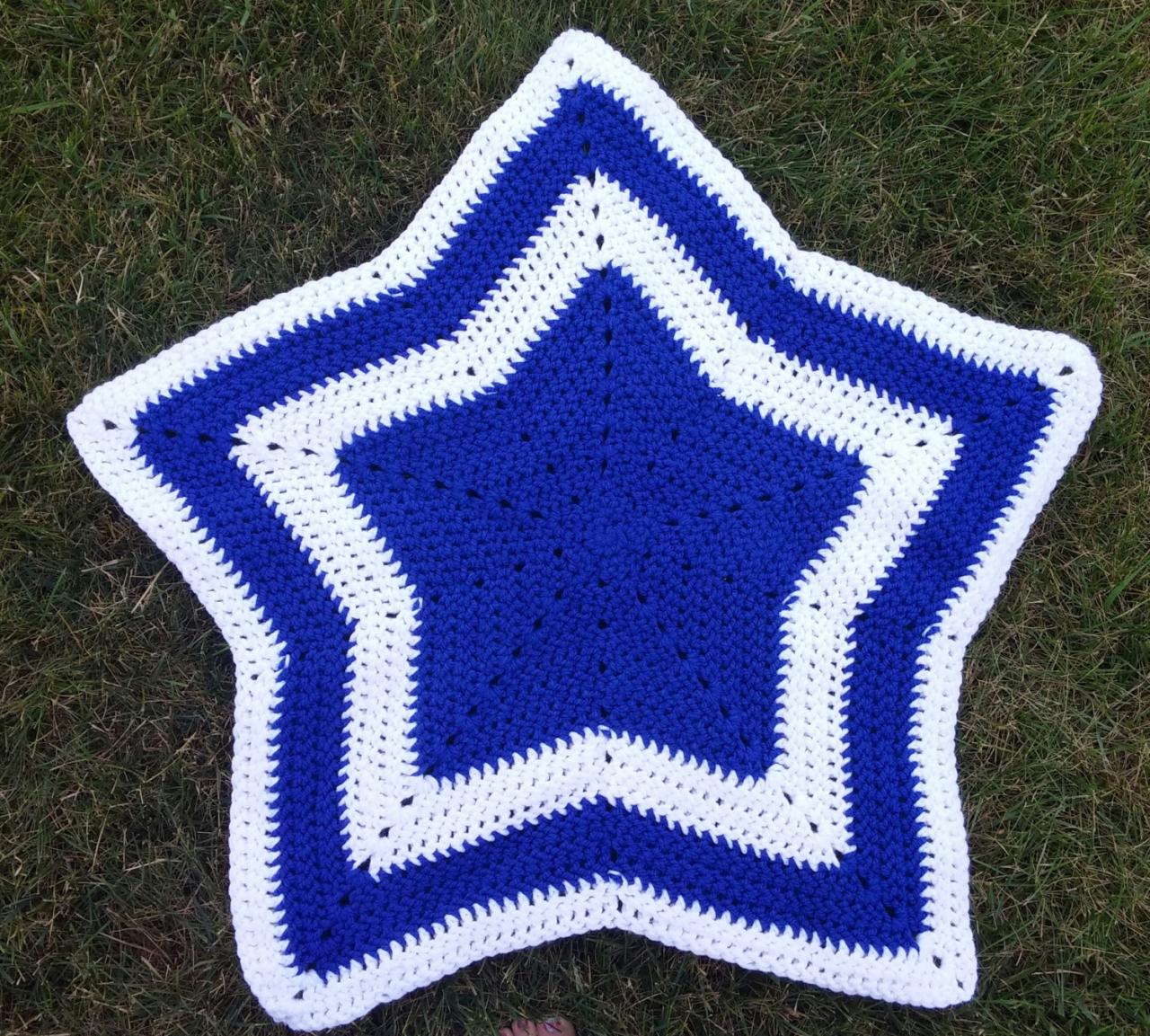 Crochet Blue Star Shaped Baby Blanket on Luulla